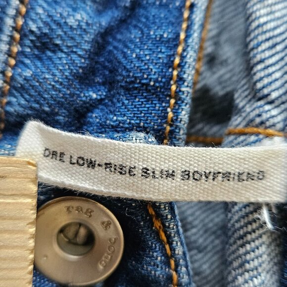 Rag & Bone Boyfriend Jeans Womens 28 Blue Denim Distressed Slim Fit Dre Low Rise - Picture 4 of 7